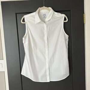 Brooks Brothers fitted sleeveless white cotton blouse, size 12